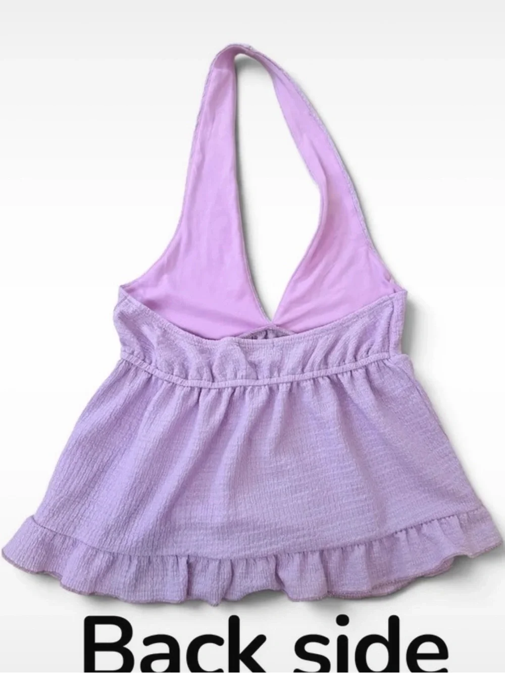 (Size M) Electric Behaviour Lilac Textured Halter Babydoll Peplum Top